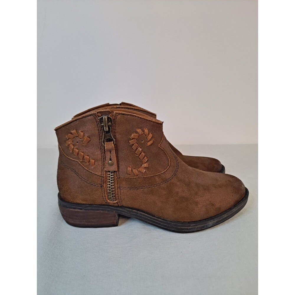 OTBT Trek Womens 6M Ankle Booties Tobacco Brown Suede Western-inspired Stitching